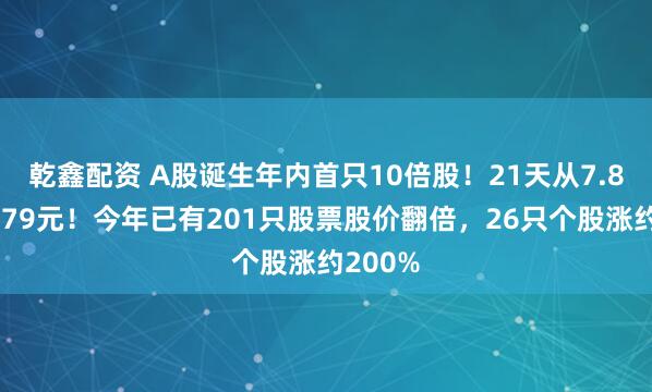乾鑫配资 A股诞生年内首只10倍股！21天从7.8元涨到79元！今年已有201只股票股价翻倍，26只个股涨约200%